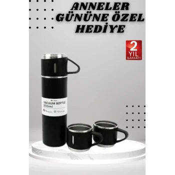 3 Bardaklı Termos Seti Anneler Gününe Özel Hediye Taşınabilir Sızdırmaz Isı Koruyucu