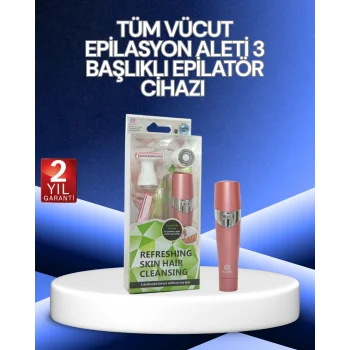 3 Başlıklı Yüz ve Vücut Tüy Temizleme Cihazı Pembe