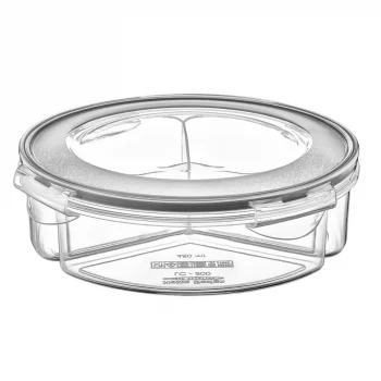 3 Bölmeli Sızdırmaz Contalı Kilitli Kapaklı 1,35 Litre yuvarlak Erzak Saklama Kabı LC-500 (5047)