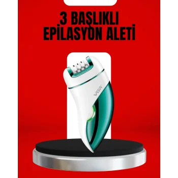 3ü 1 Arada Epilatör Su Geçirmez Metal Başlıklı LED Işıklı 90 Dakika Şarjlı