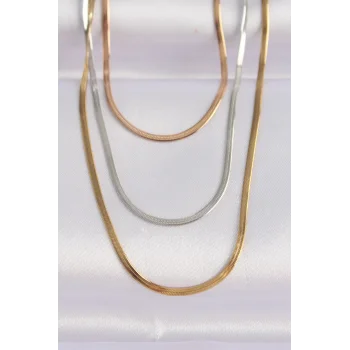 316L Çelik 3 Renkli İtalyan Zincir Çoklu Kolye