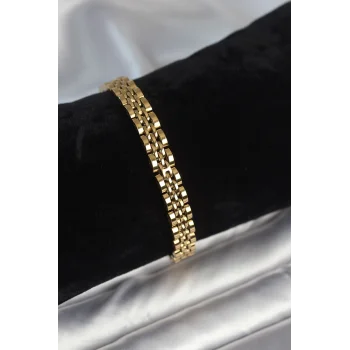 316L Çelik 7 mm Kalınlıkta Gold Renkli Erkek Bileklik