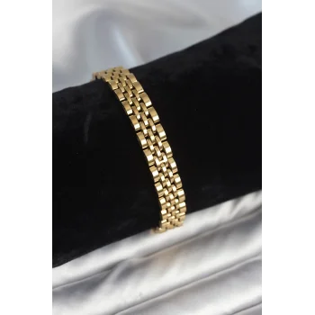 316L Çelik 9 mm Kalınlıkta Gold Renkli Erkek Bileklik