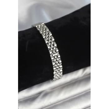 316L Çelik 9 mm Kalınlıkta Gümüş Renkli Erkek Bileklik