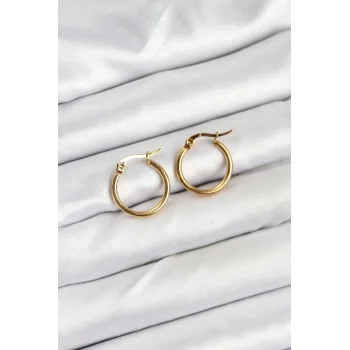 316L Çelik Gold Renk 15 mm Halka Kadın Küpe