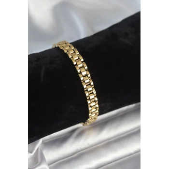 316L Çelik Gold Renk 7 mm Kalınlık Erkek Bileklik