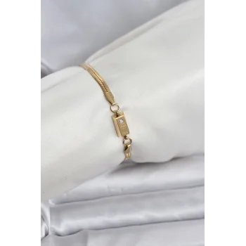 316L Çelik Gold Renk Külçe Altın Model Kadın Bileklik