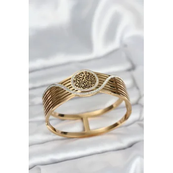 316L Çelik Gold Renk Yaşam Ağacı Modelli Kadın Kelepçe Bileklik