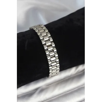 316L Çelik Gümüş Renk 12 mm Kalınlık Erkek Bileklik