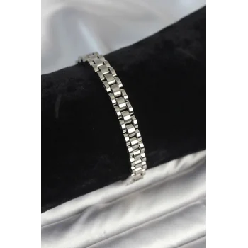 316L Çelik Gümüş Renk 7 mm Kalınlık Erkek Bileklik