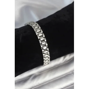 316L Çelik Gümüş Renk 9 mm Kalınlık Erkek Bileklik