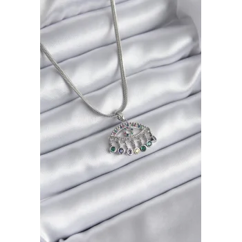 316L Çelik Gümüş Renk İtalyan Zincir Zirkon Taşlı Göz Figür Kadın Kolye