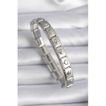 316L Çelik Gümüş Renk Kalp İşleme Nomination Charm Bileklik