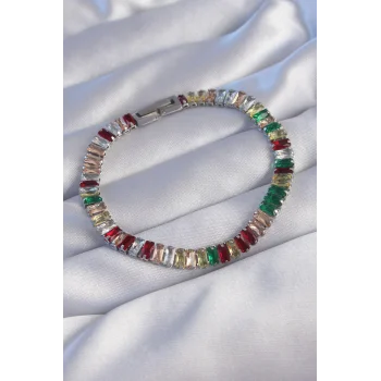 316L Çelik Gümüş Renk Renkli Su Yolu Tasarımlı Bileklik