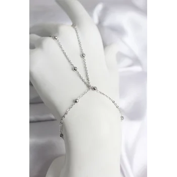 316L Çelik Gümüş Renk Topçuk Zincir Model Kadın Şahmeran