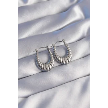 316L Çelik Gümüş Renk Uzun Baklava Görünümlü Küpe