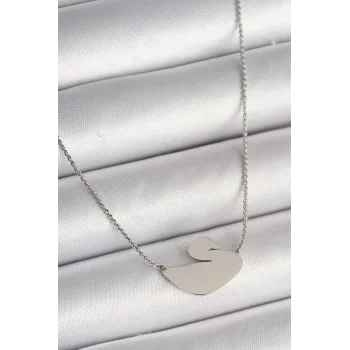 316L Çelik Gümüş Renk Zincir Kuğu Model Kadın Kolye