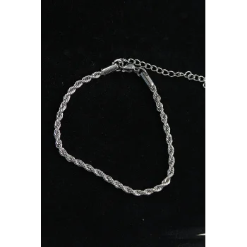 316L Çelik Halat Model Gümüş Renk Erkek Bileklik