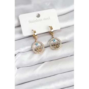 316L Çelik Halka Kelebek Kadın Küpe