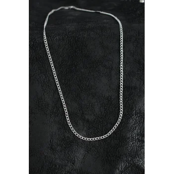 316L Çelik İnce Klasik Zincir Model Gümüş Renk Erkek Kolye