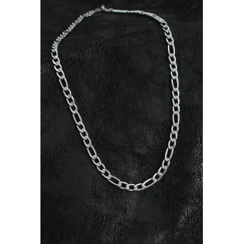 316L Çelik Kalın Figaro Zincir Model Gümüş Renk Erkek Kolye