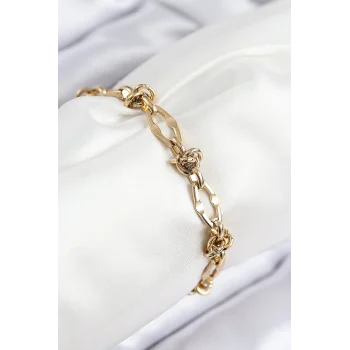 316L Çelik Parçalı Zincir Model Gold Renk Kadın Bileklik