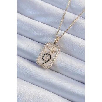 316L Çelik Zincir Altın Renk Zirkon Taşlı Minimal Papatya Figürlü Tarot Kolye