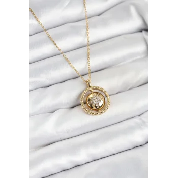 316L Çelik Zincir Gold Renk Kutup Yıldızı Model Kadın Kolye