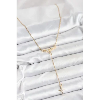 316L Çelik Zincir Gold Renk Yıldız Model Y Kadın Kolye