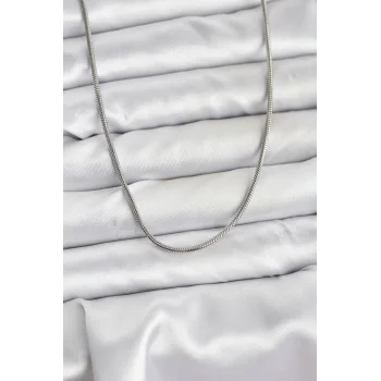 316L Çelik Zincir Gümüş Renk 60 cm Yılan Zincir Kadın Kolye