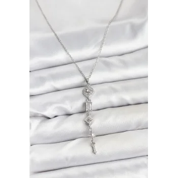 316L Çelik Zincir Gümüş Renk Kutup Yıldızı Enerji Model Kadın Y Kolye