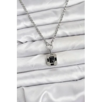 316L Çelik Zincir Gümüş Renk Vintage Model Kadın Kolye