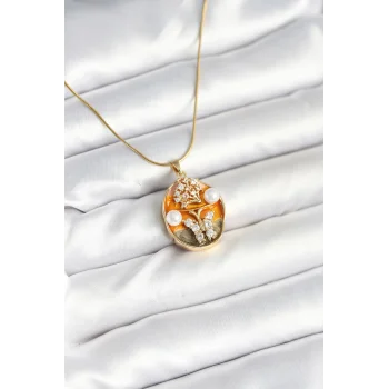 316L Çelik Zincir Kelebek Model Sanatsal Portre Kadın Kolye