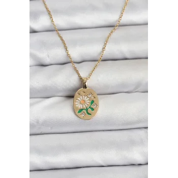 316L Çelik Zincir Papatya Figürlü Kadın Kolye