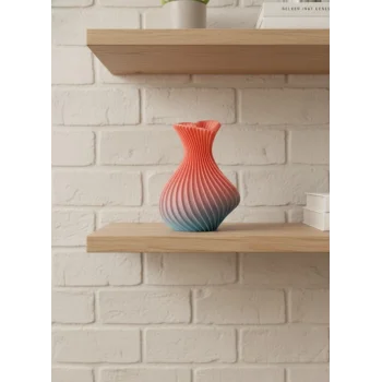 3D Dalga Desenli Kalp Formlu Dekoratif Vazo Pembe 15 cm
