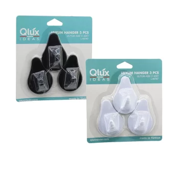 3PCS LILYUM ASKI  SİYAH - BEYAZ PLASTİK   YAPIŞKANLI MONTAJ (5047)