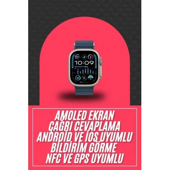 49mm Akıllı Saat Amoled Ekranlı Kadın Erkek Kol Saati Plastik Kordon