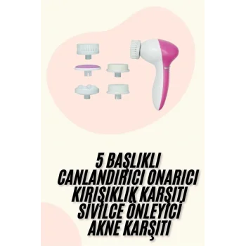5 Başlıklı Titreşimli Cilt Temizleme Seti Canlandırıcı ve Onarıcı