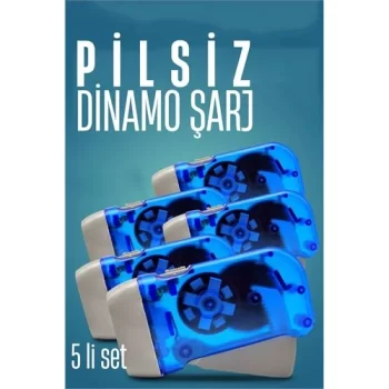 5 li Kendinden Dinamo Şarjlı Pilsiz Acil Durum El Feneri Manuel Şarjlı El Feneri