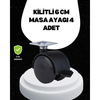 6 cm Kilitli Tekerlek Ayak 4 Adet Sehpa ve Ekipman Uyumlu