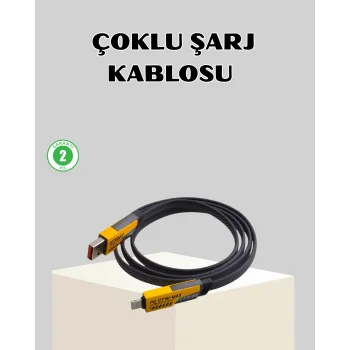 65W Çoklu Şarj Kablosu 4’ü 1 Arada Örgülü Hızlı Veri Aktarım USB-C USB-A