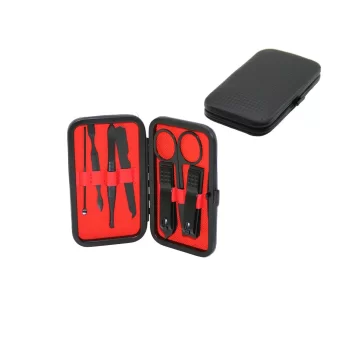7 PCS - SİYAH MANİKÜR - PEDİKÜR SETİ SİYAH CÜZDAN MODELİ ÇANTALI (5047)