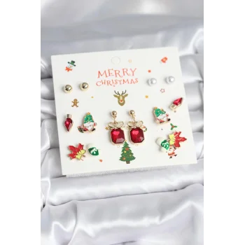 8 Çift Yılbaşı Temalı Kadın Küpe