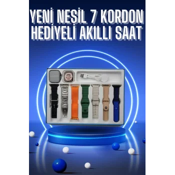 Akıllı Saat 7 Kordon Hediyeli Takvim Alarm Nabız Ölçer Bildirim Görme Sesli Görüşme