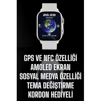 Akıllı Saat Android ve İOS Uyumlu NFC Ve GPS Özelliği Arama Cevaplayan