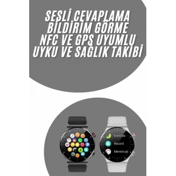 Akıllı Saat Uyku ve Sağlık Takibi NFC Uyumlu Bluetoooth Bağlantılı Android İOS Uyumlu