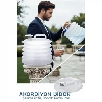 Akordiyon Bidon - Katlanabilir Lüks Su Taşıma Ünitesi | 10L Şeffaf Tasarım