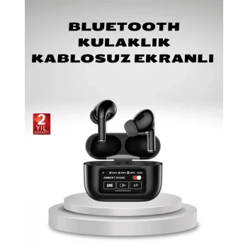 Aktif Gürültü Engelleme (ANC) Kablosuz Bluetooth Kulaklık – Dijital Ekranlı, Dokunmatik ve Uzun Pil Ömürlü