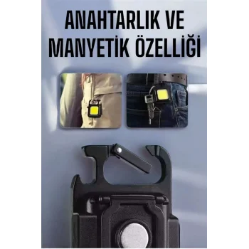 Anahtarlık Çok Amaçlı Mıknatıslı Taşınabilir Işık Led Şarjlı