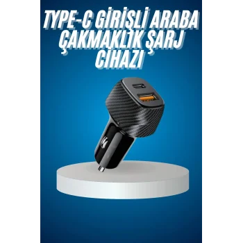 Araç İçi Hızlı Şarj Soketi 38W Oto Çakmaklık Type-C Araba Çakmaklık
